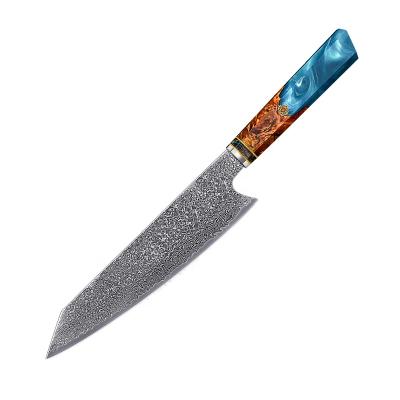 China Professinal Viable 8 Inch Chef Damascus Knife 67 Layer Japanese Resin Steel Stable Handle for sale