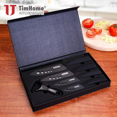 China 2019 Hot Selling Sustainable Black Blade Ceramic Knives Set 5pcs With Sheath 3