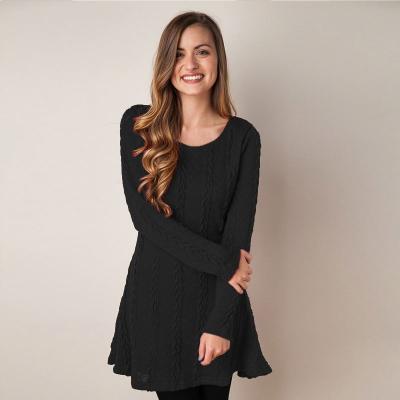 China Breathable Knit Two Piece Set Women Fashion Turtle Neck Sweater Dress Long Sleeve Loose Solid Office Lady Sweater for sale