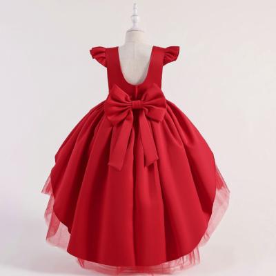 China Anti-wrinkle vestido girls dress handmade beaded soft dress cloth princess tail dress party host performance skirt wedding skirt for sale