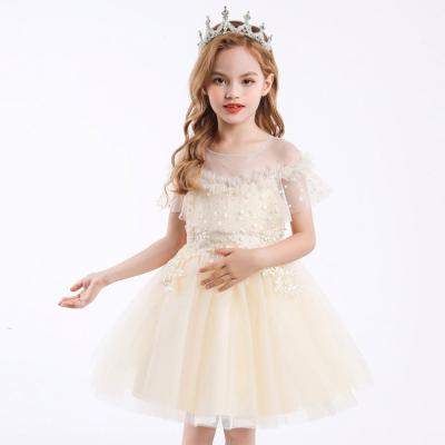 China Anti-wrinkle vestido 2021 children's wedding dress long skirt tutu mesh princess dress for sale