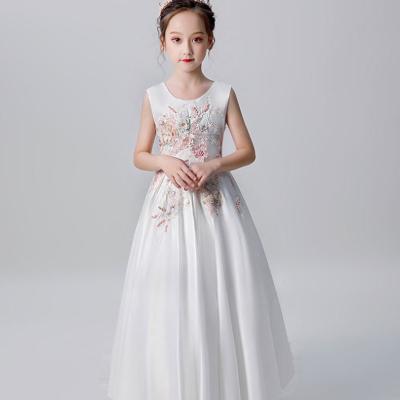 China Anti-wrinkle vestido long sleeveless dress show dress embroidered satin fabric one drop border drop shipping for sale