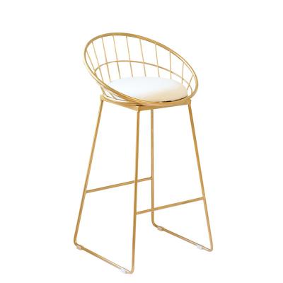 China Nordic Luxury Eco-friendly Backrest Bar Chair Gold , Stools Bar Chairs Modern And Creative Bar Chair for sale