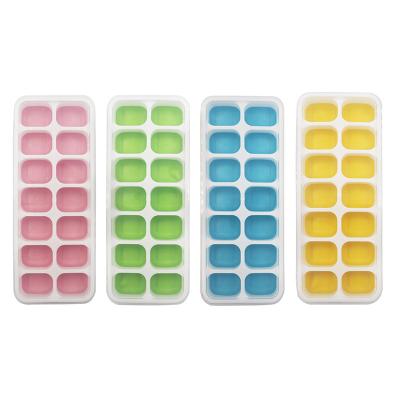 China Silicone 14 4 Pack Sustainable BPA Free Easy Release Stackable Ice Cube Tray For Freezer With Lid For Drink Cocktail for sale