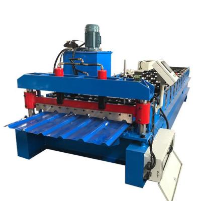 China Hotels Metal Galvanized Trapezoidal Roofing Panels Sheet Roll Forming Machine for sale