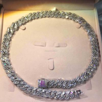 China Luxury Iced Out Diamond Cut Moissanite Cuban Chain 925 Sterling Silver 14k 18k Customization Necklace Hip Hop Hip Hop Outlet Acceptance for sale