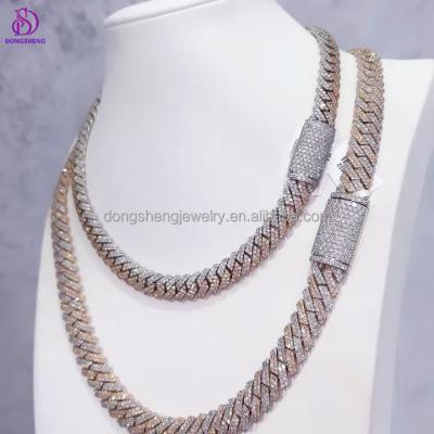 China Chain Jewelry Vvs Moissanite Diamond Luxury Hip Hop Necklace 18mm Miami Cuban Link Sterling Silver Hip Hop S925 for sale