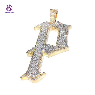 China CLASSIC High Quality Jewelry Moissanite Iced Out Letter Hip Hop Pendant Men Necklace 2.5inches Hitter Iced Out Diamond Pendant for sale