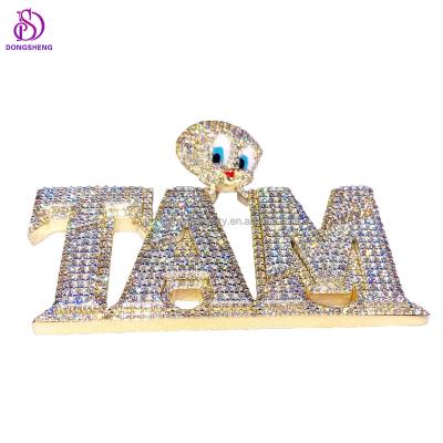 China Fashion Name High Quality 925 Sterling Silver Inatial Logo Gift CLASSIC Moissanite Diamond Custom Letter Pendant For for sale