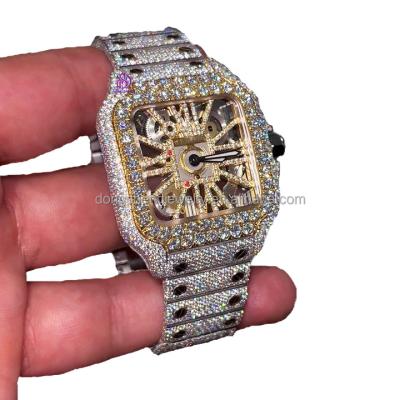 China Full Gold Plated Crystal Fashion Moissanite Diamond Watch Rose Gold Plated Promotion Iced-out Water Resistant Mens Womens Watches Luxury Bracelet Watch for sale