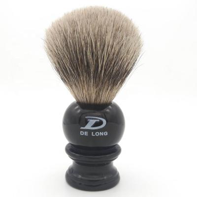 China Shaving Brush Men's Shaving Brush Gift 100% Pure Hand Made Badger Hair Black Resin Handle OEM/ODM for sale