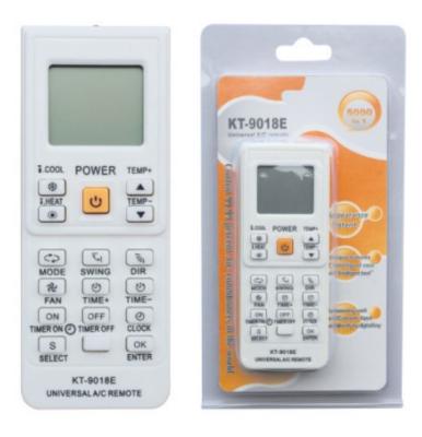 China hot sale high quality a/c large lcd display kt-9018e remote control for air conditioner quunda kt codes for sale