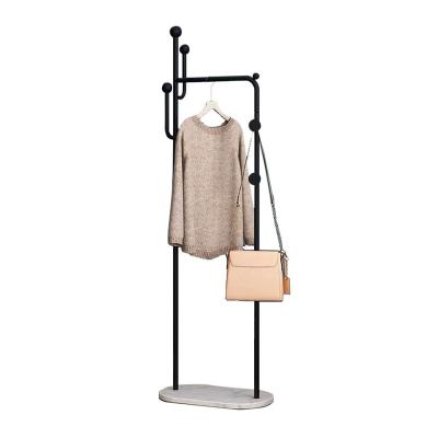 China Eco-friendly Traditional Marble Metal Coat Base Design Cloth Coat Hanger Hanging Stand Coat Rack for sale