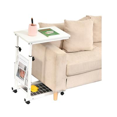 China Other Small Furniture Living Room Bedroom Movable Slide Under Couch Snack End Coffee Side Sofa Table With Wheels Casters for sale