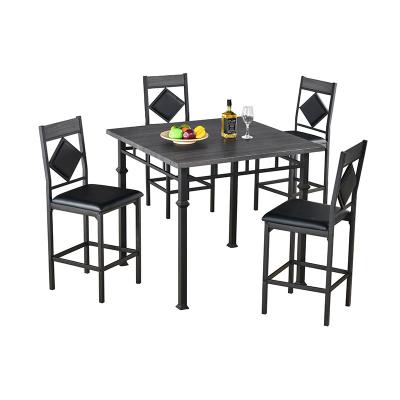 China Latest Designer Stainless Steel Metal Leg Extendable Contemporary European Luxury Indoor Rectangle Dining Sets Wooden Dining Table Set for sale