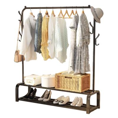 China Wholesale New Design Eco-friendly Clothes Rack Coat Hanger Stand Up Stainless Steel Clothes Drying Rack Bag Shoes Storage Hat Hanging Shelf for sale