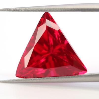 China Make jewelry ect corundum gemstone wholesale directly from factory 13*13mm triangle cut synthetic red corundum ruby for sale