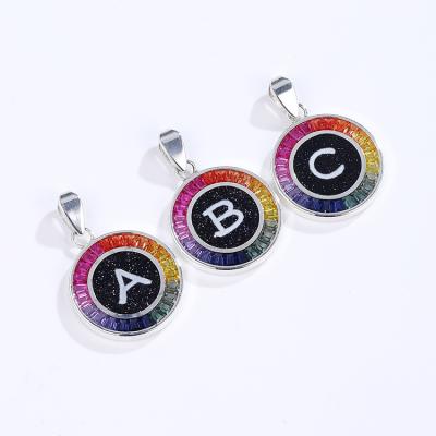 China Other Fashion Jewelry 26 Letters Necklace Pendants Women Jewelry Rainbow Jewelry Silver Necklaces Pendants Necklace for sale