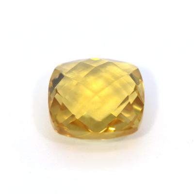 China Jewelry making synthetic quartz Crystal Gems High Quality Cushion factory wholesale loose stone yellow Crystal Glass Stone For Jewelry making for sale