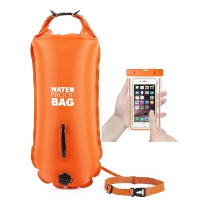 China Durable Customize Safety Nylon Inflatable Tow Floating Swim Buoy Bag For Open Water Swimming for sale