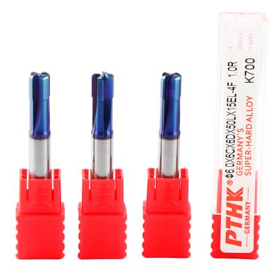 China Blue Coated 12mm Nano Carbide 1pc R0.5 R1 3 Corner Round End Mill Radius Router Bit For CNC Machine HRC70 Carbide Corner Radius Cutter for sale