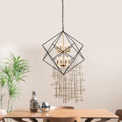 China Lower Noise Modern Custom Metal Art Deco Black Dining Room Pendant Vintage Hanging Light Led Chandelier For Home Decoration for sale