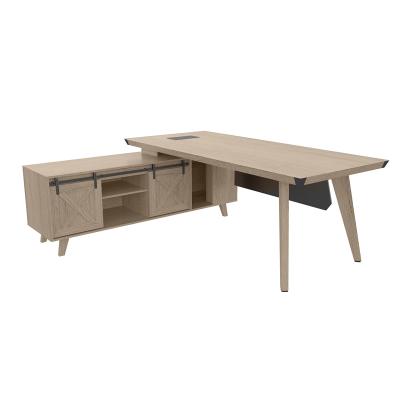 China Offices L-shape Boss Manager Expandable Computer Desk Storage Executive Wooden Table for sale