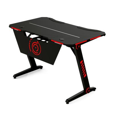 China Other Z Shaped Adjustable PC Game Table Computer Desk Gaming Desk Led Lights Computer Working Table for sale