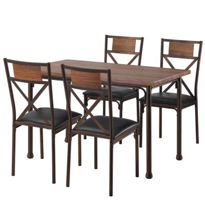 China Contemporary Modern Dining Table Set MDF Leather Chairs Dining Room Furniture for sale