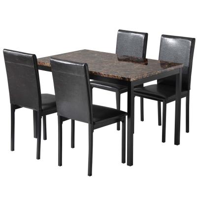 China Modern Modern Marble Dinner Dining Table With 4 Luxury PU Leather Dining Chairs For Outdoor Dining Furniture Table Set for sale