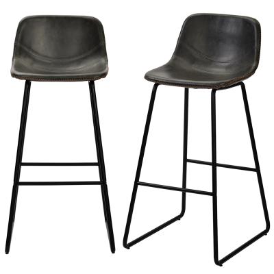 China Eco-Friendly Gray Dinning Chairs Leather Counter Bar Stools Contemporary Low Back Chair for sale