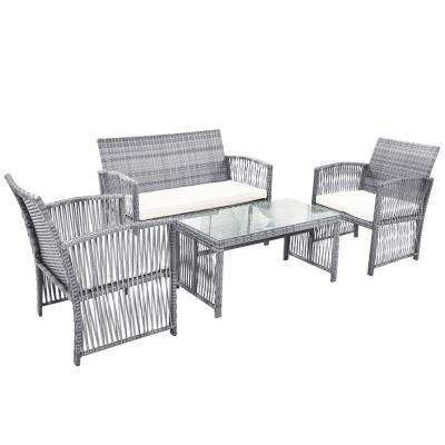 China New 4 Pieces Outdoor Garden Furniture Cafe Rattan Durable PE Rattan Outdoor Pool Wicker for sale