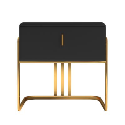 China With Drawer Gold Stainless Steel Frame Bedroom Furniture Black Luxury Chest Cabinet Beside Bed Nightstand Side Table for sale