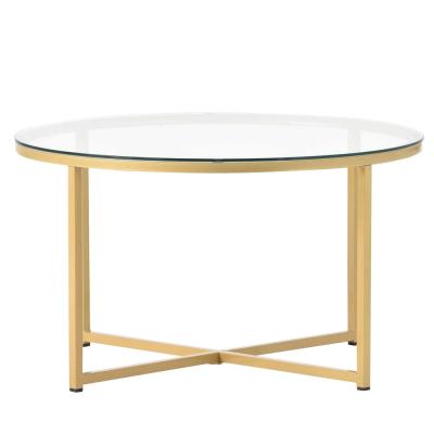 China Modern Luxury Coffee Table Metal Leg Living Room Center Glass Top Table for sale