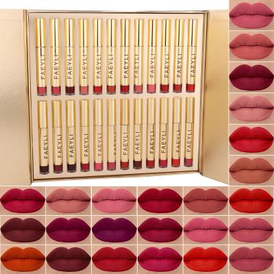 China FAEYLI Waterproof Clean Lip Brand 24 Sticks Glaze Matte Durable Waterproof Gift Box for sale