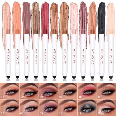 China CmaaDu 12 Color Waterproof Double-headed Monochromatic Eyeshadow Pen Pearl Silkworm Eyeshadow Highlight for sale