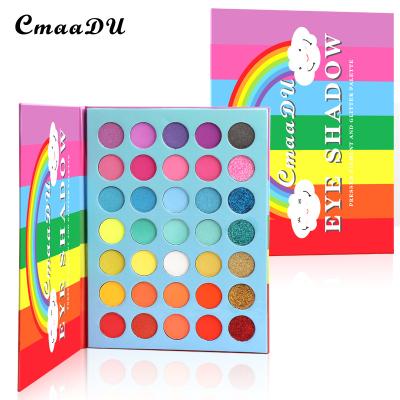 China CmaaDu 35 Colors Rainbow Matte Eyeshadow Metal Waterproof Glitter Eyeshadow Palette for sale