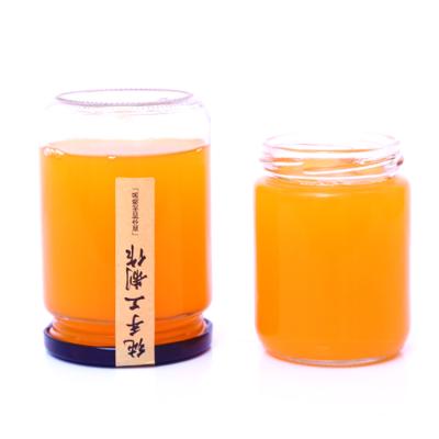 China Food Round Airtight Glass Jars With Black Metal Lid Canning Jars For Jam Honey for sale