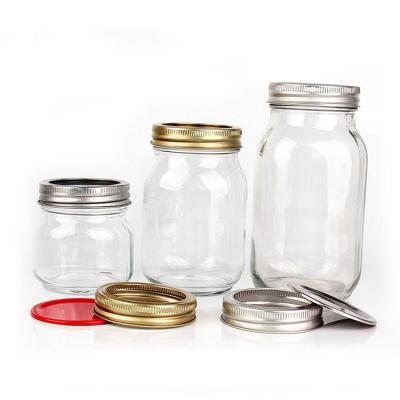 China Wholesale Wide Mouth Mason Jars Home Glass Jar Supplier 8 Ounce 16 Ounce Glass Jar With Lid for sale