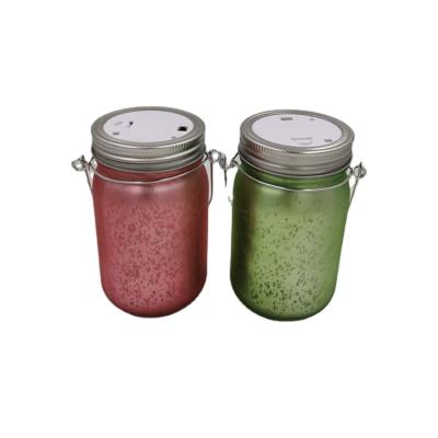 China Factory Price of Green and Pink Color Glass Mason Jar Gift with Led Light for sale