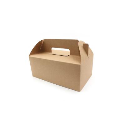 China Recyclable Logo Craft Custom Printing Paper Box With Handle Brown Pastry Packaging Kraft Paper Bakery Boxes for sale