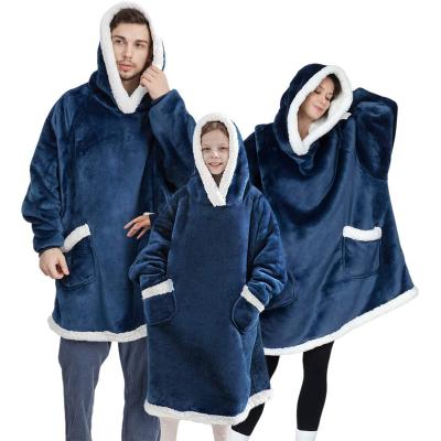 China Anti-Static Sherpa Oversized Wearable Blanket Mow Hoodie Large Thick Warm Blanket Hooded Sweatshirt for sale