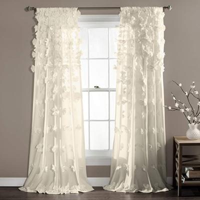 China Blackout Ruffle Curtain Shabby Chic Textured Window Throw Curtain Panel, Lush Decor Riley Curtain Sheer/ for sale