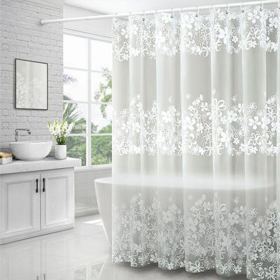 China Sustainable PEVA Waterproof Shower Curtains With Hooks For Bathroom , White Flower Vine Shower Curtain for sale