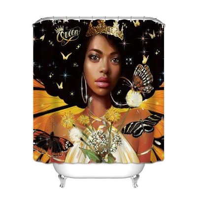 China Viable Queen Digital Printed Waterproof Polyester In Shower Curtain Custom African Bathroom for sale