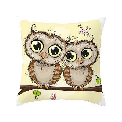 China Custom New Home Anti-Static Cartoon Owl Pillowcase Sofa Cushion Cover Pillow Cover 45*45cm for sale