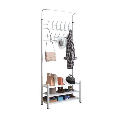 China Flower Rack Wall Mounted Clothes Coat Hat Hanger Hook Rack Metal Packing Room Furniture Coat Rack and Shoe Rack Combination for sale