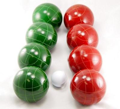 China Resin Bocce Set 107mm Red And Green Bocce Balls With High Quality Nylon Bag for sale