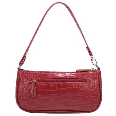 China Wholesale LOVEOOK Retro Pattern Ladies Shoulder Bag Small Zipper Leather Purse Vegan PU Crocodile Clutch Shoulder Bag For Women Handbags for sale