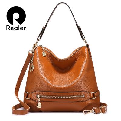 China Lady Custom High Quality Real Cowhide Large Genuine Leather Tote Bag Top-Handle Hobo Bags Ladies Shoulder Bag Genuine Leather Handbags For Women for sale